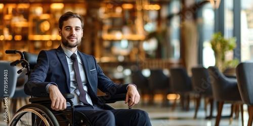 Handsome businessman in wheelchair