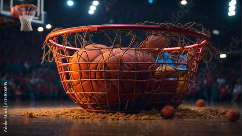 Rendering of colorful basketball basket decorated