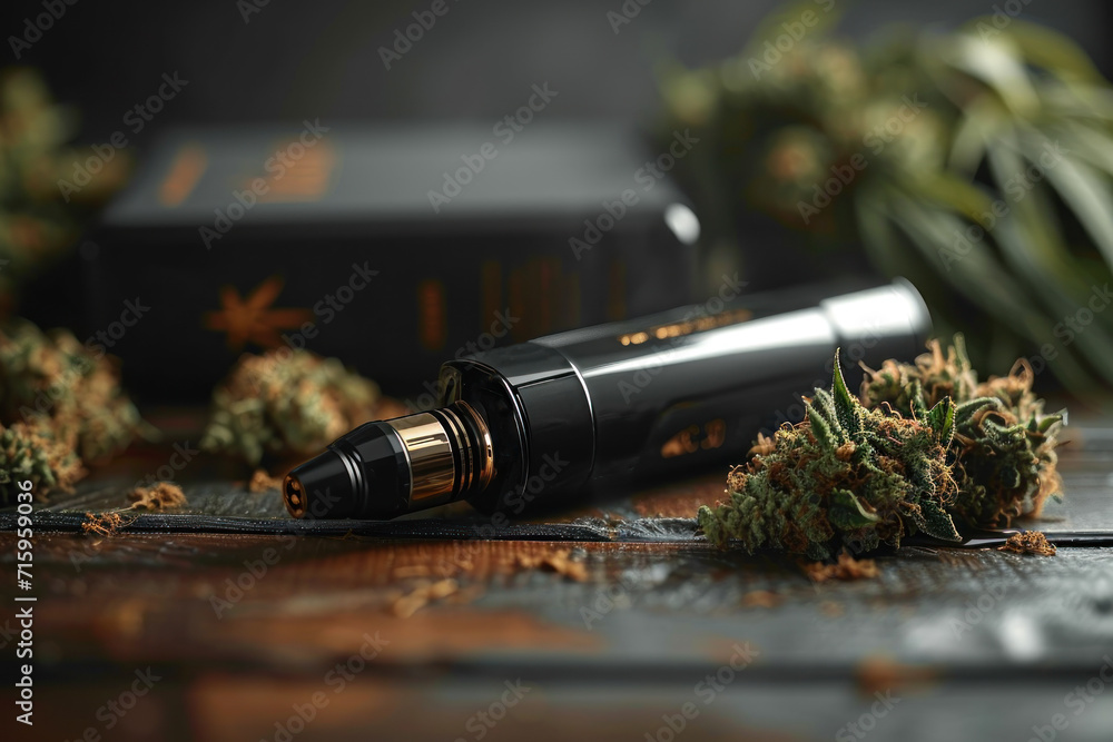 electronic vaporizer for smoking marijuana buds. - obrazy, fototapety, plakaty 