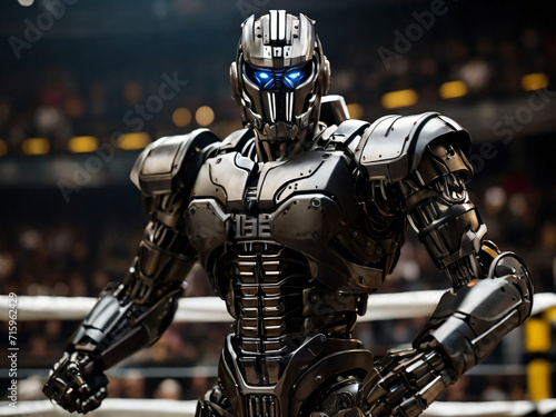Zeus,robot from the real steel movie of 2011.The Real Steel 2011,Blue Eyes,Zeus Fighting robot,Boxing,Standing in boxing ring
