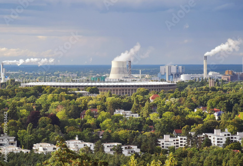 Canvas Print Wonderful views of the city with stadium and power station from Teufelsberg in B
