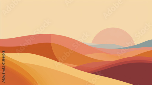 Summer Hues: Warm Color Wallpaper with Minimalistic Abstract Landscape Shapes