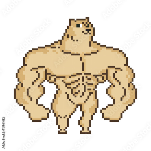 Big muscular dog, pixel art meme