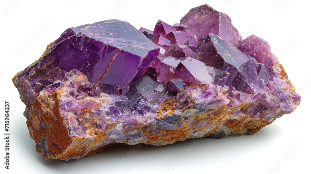Richly colored Sugilite piece, highlighting its vibrant violet hues, against a white background Richly colored Sugilite piece, highlighting its vibrant violet hues, against a white background