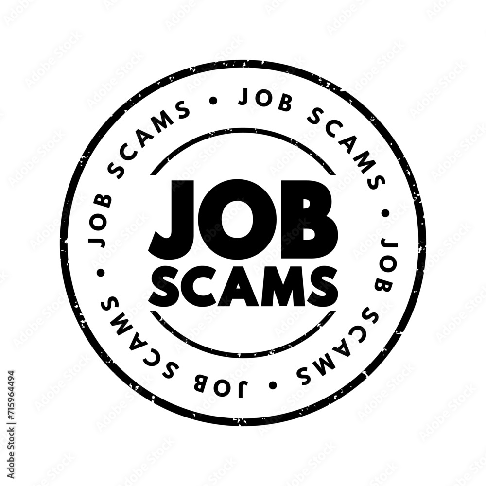 Job scams text stamp, concept background