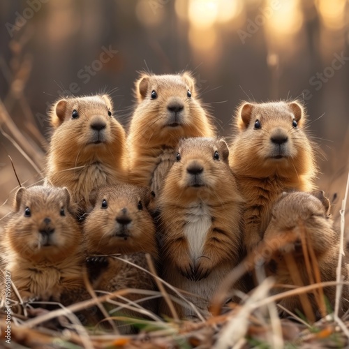 A group of ground squirrel sitting on top of each other