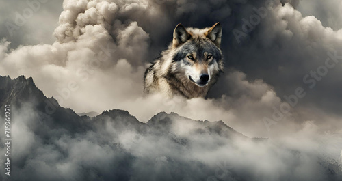 A Wolf in black UHD wallpaper Stock Photographic Image, A wolf running in the snow, wolf howling at the storm © OurGallery