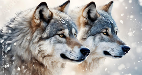 wolf in the snow, A couple of wolves in the snow, Wolfs in love, two animals together. 