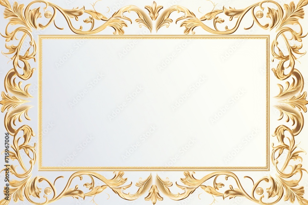 Gold Decorative Horizontal Floral Frame with Flowers Green