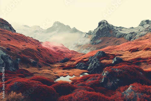 Generative AI  Autumn aesthetic landscape panorama  muted neutral colors.