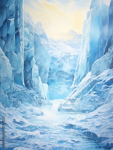 Glistening Glacier Terrains  Sunlit Icy Expanses Wall Art