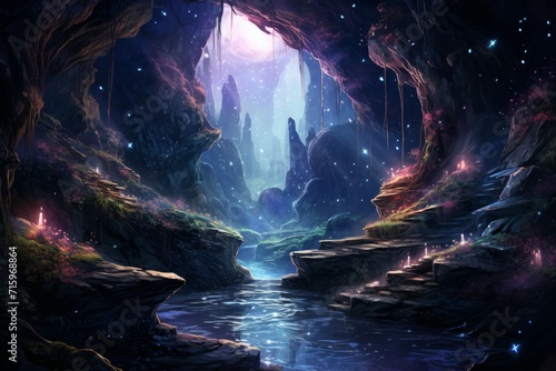 Mysterious starlight caves - Generative AI © Sidewaypics