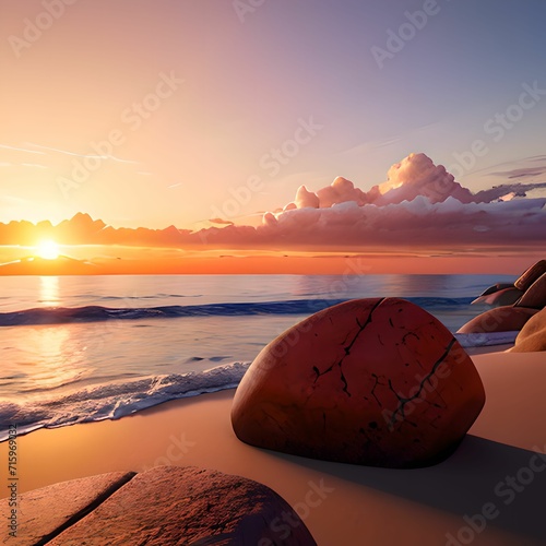 日の出、夕焼けの海岸 © あきはる ぱぱ