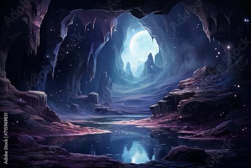 Mysterious starlight caves - Generative AI