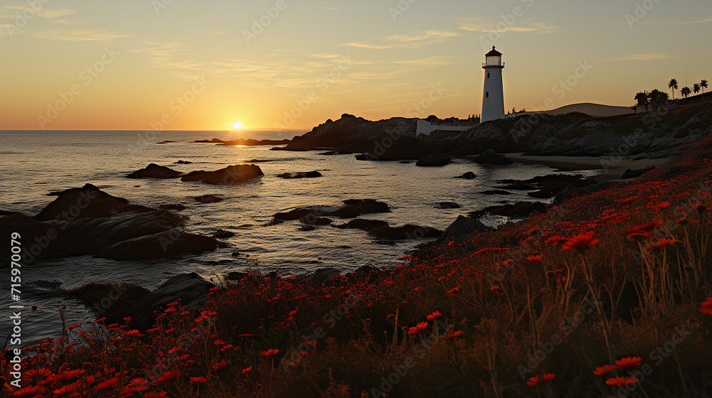 Photo_ocean_sea_sunset_view_and_lighthouse