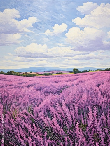 Lavender Field Breezes  Purple Field View Framed Landscape Print