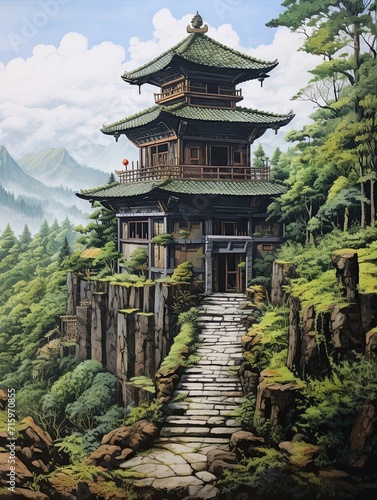 Majestic Asian Temples in Idyllic Rural Settings: A Captivating Farmhouse Art Journey