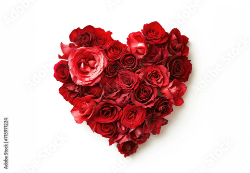 White background of hearts from red roses