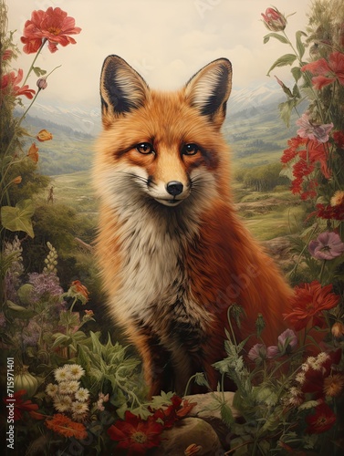 Majestic Vintage Fox: Countryside Art and Wildlife Portraits