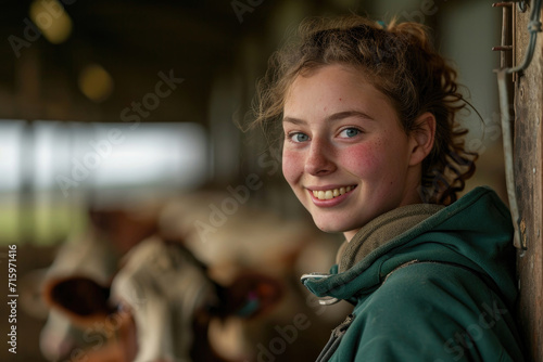 A graceful portrait capturing the essence of a young dairy farmer