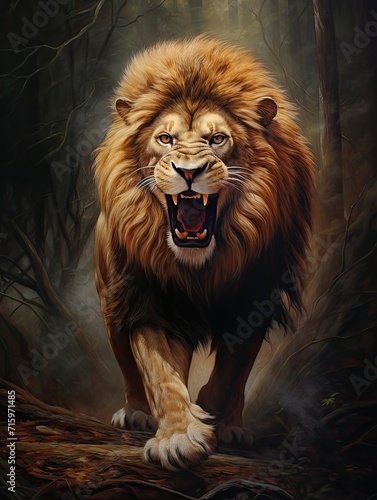 Majestic Wildlife Portraits  Roaring Lion at Dawn