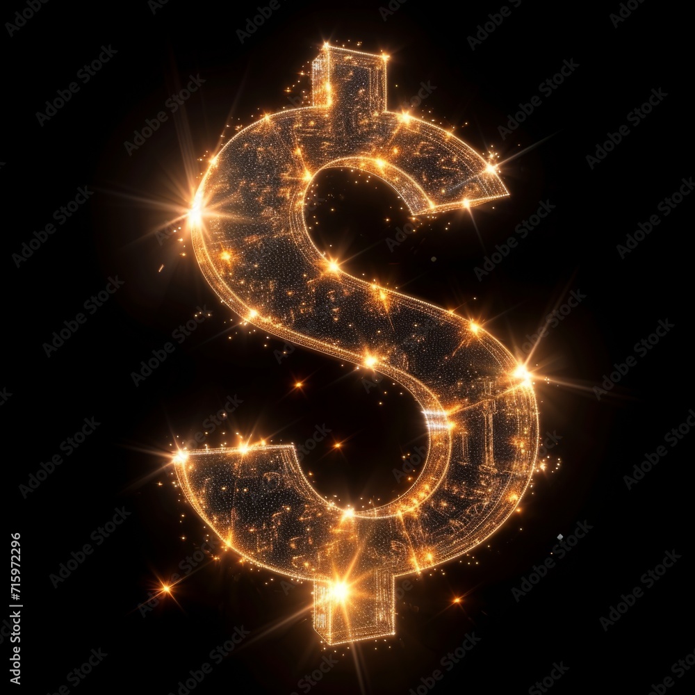 Cosmos Dollar Sign isolated on Black Background. Photorealistic Buck Sign on Black backdrop. Square Illustration. Ai Generated Finance and Currency 3D Symbol. Cosmos Dollar Sign isolated on Black Background. Photorealistic Buck Sign on Black backdrop. Square Illustration. Ai Generated Finance and Currency 3D Symbol.