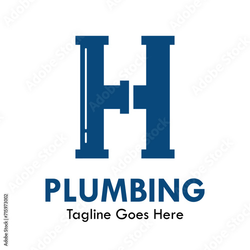Plumbing logo design template illustration. there is font h. suitable for industrial, label product