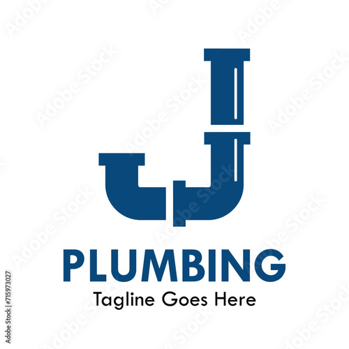 Plumbing logo design template illustration. there is font j. suitable for industrial, label product