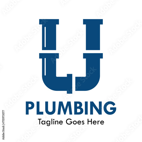 Plumbing logo design template illustration. there is font u. suitable for industrial, label product