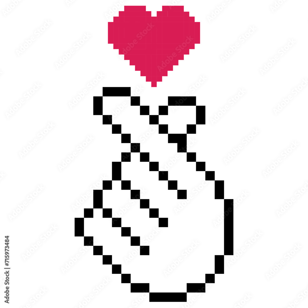 Pixel heart icon Love symbol, mini heart.