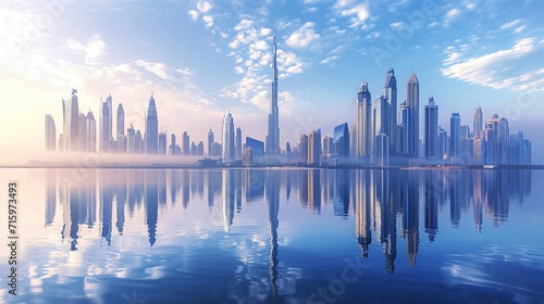 Dubai - amazing city center skyline with luxury skyscrapers, United Arab Emirates 