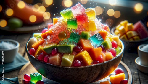 a bowl of fruit ice