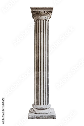 Isolated stone column on transparent background, PNG
