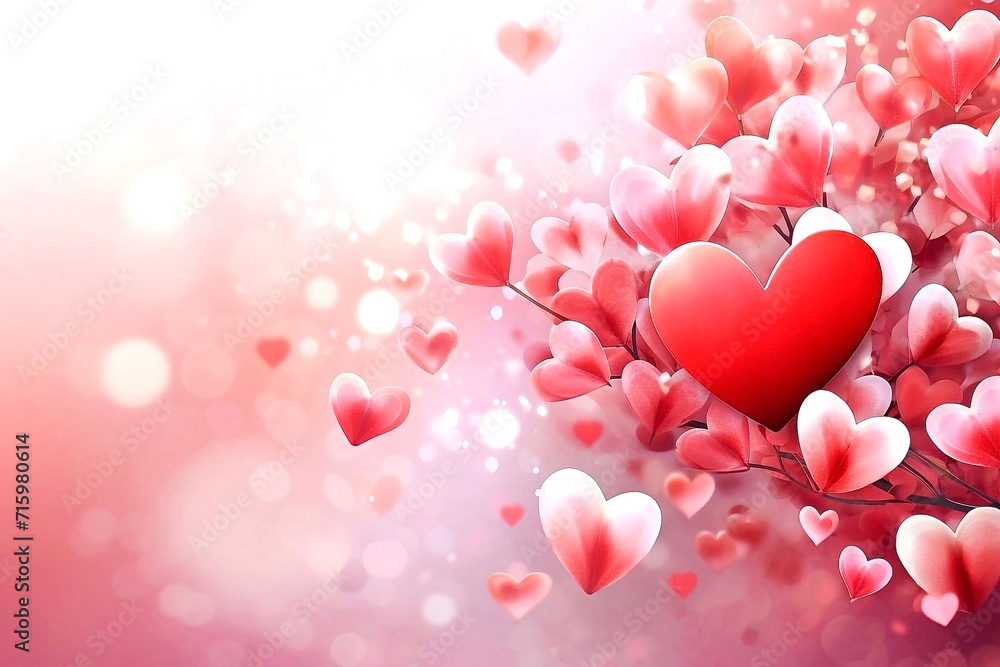 Valentine's day background with red and pink heart and bokeh lights Valentine's day background with red and pink heart and bokeh lights