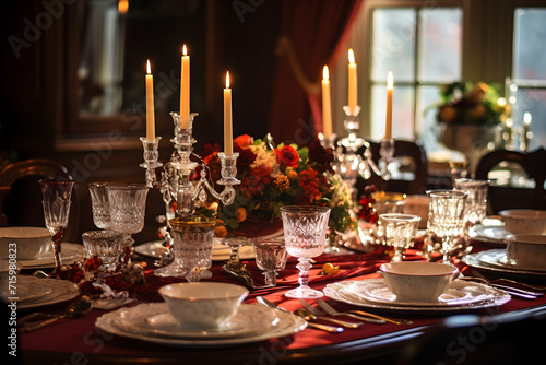 Depiction of a Classy Evening - Gourmet Dinner Party in a Sophisticated Setting