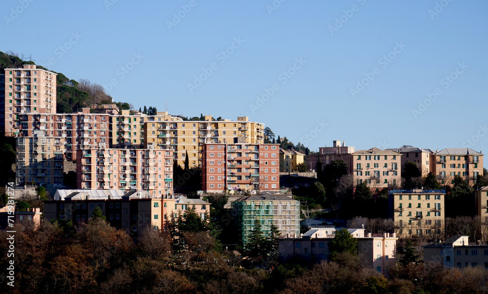 Houses in a hilly neighborhood in Italy