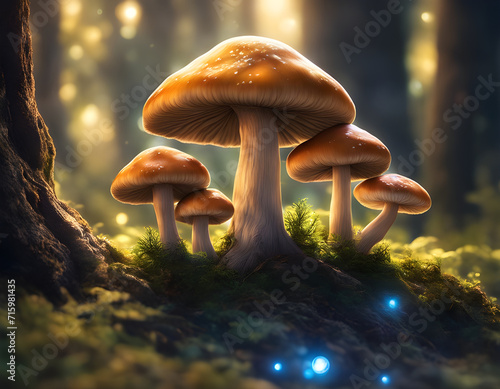 Magical mashroom, close up of wild mushrooms