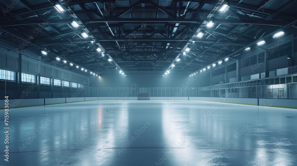 Empty ice hockey arena - obrazy, fototapety, plakaty 