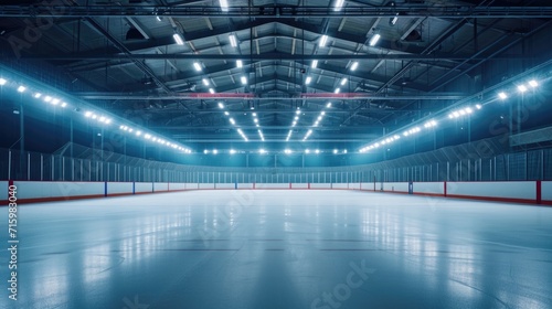 Empty ice hockey arena