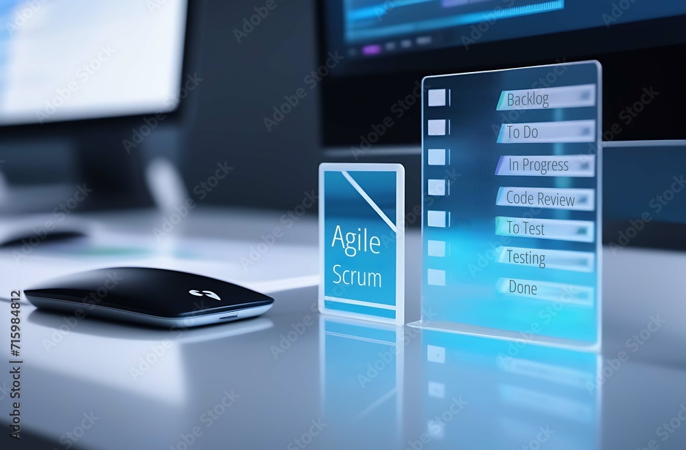 Agile development methodology concept on virtual screen. Technology concept. Scrum dashboard Agile development methodology concept on virtual screen. Technology concept. Scrum dashboard