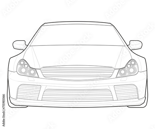 Car isolated illustration, vector line art, transport vector, sports car, modern car, car concept, line vector, car