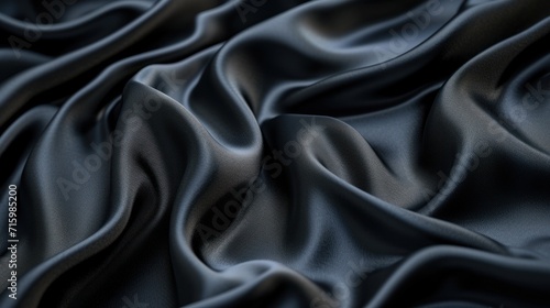 Elegant and sleek black silk fabric, tailored for clothing to add a touch of sophistication and style.