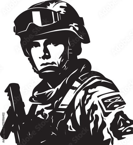 Shadow Sniper Iconic Design of a Military Marksman Aiming with Precision Tactical Guardian Sleek Black Emblem Depicting a Vigilant Soldier with a Gun