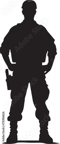 Night Ops Rifleman Iconic Design of a Military Man with Gun in Stealth Mode Camo Enforcer Vector Logo Featuring a Soldier with a Gun in Military Camouflage