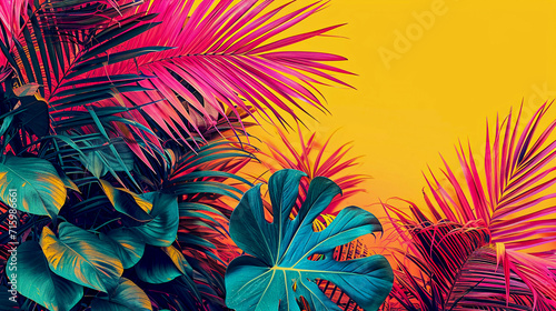 Tropical pop art collage art, vinateg style, vibrant colors, Generative AI © Album Art Vibes