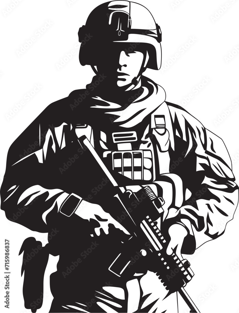 Rapid Response Sniper Sleek Vector Logo of a Soldier Ready for Immediate Action Camo Guardian Iconic Design of a Military Man with a Gun in Camouflage Rapid Response Sniper Sleek Vector Logo of a Soldier Ready for Immediate Action Camo Guardian Iconic Design of a Military Man with a Gun in Camouflage