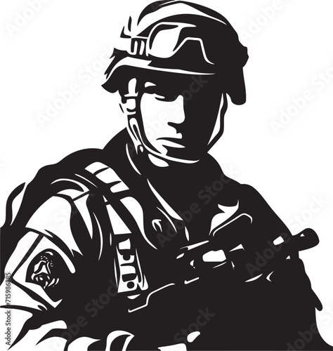 Wallpaper Mural Precision Guardian Sleek Black Logo Illustrating the Vigilance of a Soldier Rapid Response Marksman Iconic Design of a Soldier Ready for Immediate Action Torontodigital.ca
