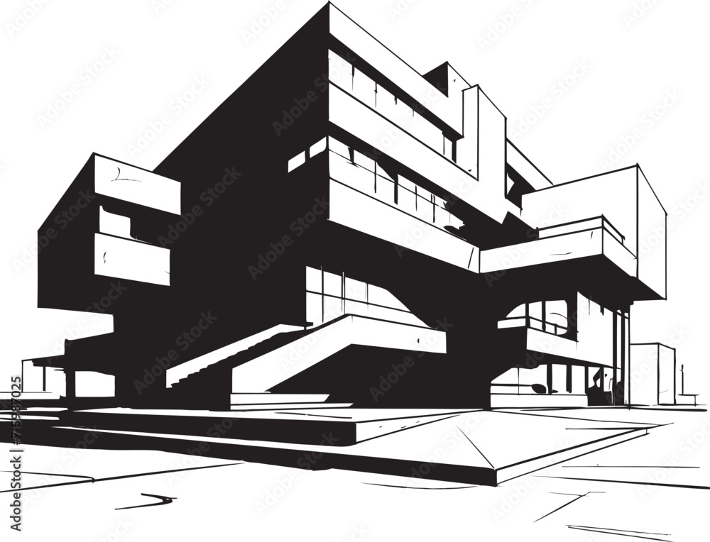 Metropolis Mastery Modern Exterior Design Icons Embellished in Stylish Black City Noir Elegance Sleek Vector Icons Depict the Urban Charm of Modern Architectural Design in Black
