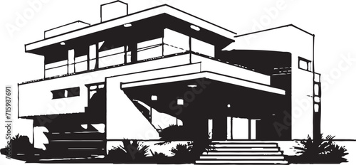Urban Zenith Unveiled Bold Black Icons Define the Pinnacle of Modern Building Design Chromatic Contours Harmony Vector Icons Capture the Intricacies of Modern Architecture in Bold Black