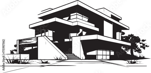 Urban Zenith Unveiled Bold Black Icons Define the Pinnacle of Modern Building Design Chromatic Contours Harmony Vector Icons Capture the Intricacies of Modern Architecture in Bold Black